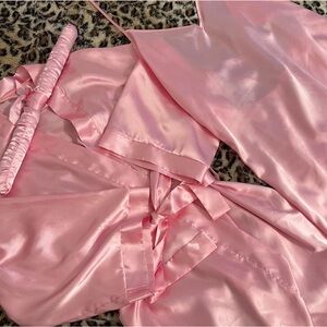 Dreamgirl Pink Satin Robe Set